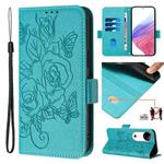 For vivo S19 Embossed Rose RFID Anti-theft Leather Phone Case(Light Blue)