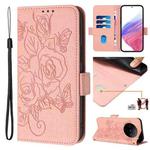 For vivo X100s 5G Embossed Rose RFID Anti-theft Leather Phone Case(Pink)