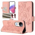 For vivo S20 5G Embossed Rose RFID Anti-theft Leather Phone Case(Pink)