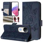 For vivo S20 5G Embossed Rose RFID Anti-theft Leather Phone Case(Dark Blue)