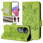 For vivo S20 Pro 5G Embossed Rose RFID Anti-theft Leather Phone Case(Green)