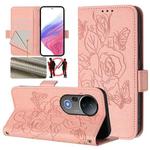For vivo S20 Pro 5G Embossed Rose RFID Anti-theft Leather Phone Case(Pink)