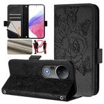 For vivo S20 Pro 5G Embossed Rose RFID Anti-theft Leather Phone Case(Black)