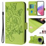For vivo Y300 5G Embossed Rose RFID Anti-theft Leather Phone Case(Green)