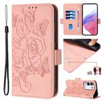 For vivo Y29 4G Global Embossed Rose RFID Anti-theft Leather Phone Case(Pink)