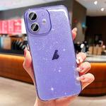 For iPhone 12 Glitter Powder TPU Phone Case(Transparent Purple)