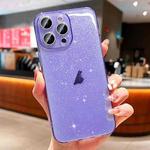For iPhone 12 Pro Max Glitter Powder TPU Phone Case(Transparent Purple)