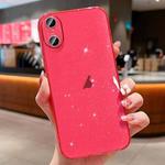 For iPhone XS / X Glitter Powder TPU Phone Case(Transparent Red)