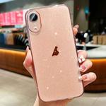 For iPhone XR Glitter Powder TPU Phone Case(Transparent Pink)