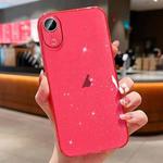 For iPhone XR Glitter Powder TPU Phone Case(Transparent Red)
