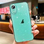 For iPhone XR Glitter Powder TPU Phone Case(Transparent Green)