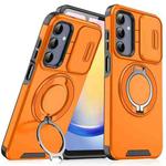 For Samsung Galaxy A25 5G Global Sliding Camshield Ring Holder Phone Case(Orange)