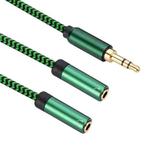 3.5mm Male to Dual 3.5mm Female 2 in 1 Audio Adapter Cable, Length:1m(Green)
