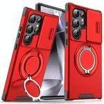 For Samsung Galaxy S25 Ultra 5G Sliding Camshield Ring Holder Phone Case(Red)