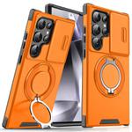 For Samsung Galaxy S25 Ultra 5G Sliding Camshield Ring Holder Phone Case(Orange)