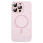 For iPhone 15 Pro MagSafe Liquid Silicone Full Coverage Phone Case with Lens Film(Pink)