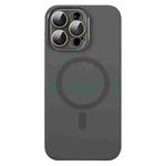 For iPhone 15 Pro Liquid Silicone MagSafe Full Coverage Phone Case with Lens Film(Grey)