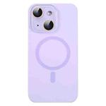 For iPhone 15 Liquid Silicone MagSafe Full Coverage Phone Case with Lens Film(Purple)