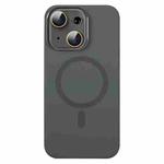 For iPhone 15 MagSafe Liquid Silicone Full Coverage Phone Case with Lens Film(Grey)