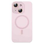 For iPhone 14 MagSafe Liquid Silicone Full Coverage Phone Case with Lens Film(Pink)