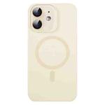 For iPhone 12 MagSafe Liquid Silicone Full Coverage Phone Case with Lens Film(White)