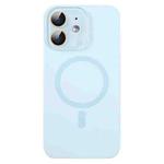 For iPhone 12 MagSafe Liquid Silicone Full Coverage Phone Case with Lens Film(Blue)