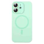 For iPhone 12 MagSafe Liquid Silicone Full Coverage Phone Case with Lens Film(Green)