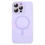 For iPhone 12 Pro Max MagSafe Liquid Silicone Full Coverage Phone Case with Lens Film(Purple)