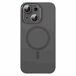 For iPhone 15 Plus MagSafe Liquid Silicone Full Coverage Phone Case with Lens Film(Grey)