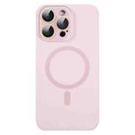 For iPhone 16 Pro Max Liquid Silicone MagSafe Full Coverage Phone Case with Lens Film(Pink)