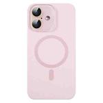 For iPhone 16 Liquid Silicone MagSafe Full Coverage Phone Case with Lens Film(Pink)