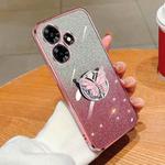 For Infinix Hot 30 Plated Gradient Glitter Butterfly Holder TPU Phone Case(Pink)