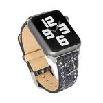 For Apple Watch 5 & 4 44mm / 3 & 2 & 1 42mm Glitter Sequins Leather Watch Band(Black Silver)