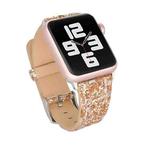 For Apple Watch 5 & 4 44mm / 3 & 2 & 1 42mm Glitter Sequins Leather Watch Band(Rose Gold)