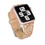 For Apple Watch Series 7 41mm / 6 & SE & 5 & 4 40mm / 3 & 2 & 1 38mm Glitter Sequins Leather Watch Band(Rose Gold)