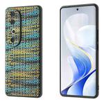 For vivo S19 Black Frame Color Lattice Texture PU Phone Case(Gold)