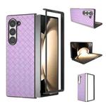 For Samsung Galaxy Z Fold6 Black Frame Woven Texture PU Phone Case(Purple)