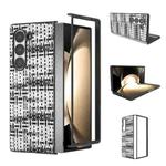 For Samsung Galaxy Z Fold6 Black Frame Color Lattice Texture PU Phone Case(Black)