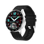 OVSEN H30 1.3 inch Round Color Screen Smart Watch, IP67 Waterproof, Support Sleep Monitoring/Two-way Anti-lost Etc, Silicone Strap(Silver Black)