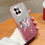 For Xiaomi Civi 4 Pro Plated Gradient Glitter Butterfly Holder TPU Phone Case(Pink)