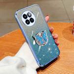For Xiaomi Civi 4 Pro Plated Gradient Glitter Butterfly Holder TPU Phone Case(Sierra Blue)