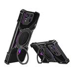 For Asus ROG Phone 8 / 8 Pro Mechanical Arm Borderless MagSafe Holder Metal Phone Case(Black Purple)