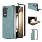 For Samsung Galaxy Z Fold6 Black Frame PU Leather Full Coverage Phone Case(Light Blue)