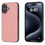 For iPhone 16 Plus Black Frame PU Leather Full Coverage Phone Case(Pink)