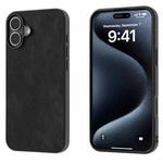 For iPhone 16 Black Frame PU Leather Full Coverage Phone Case(Black)