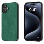 For iPhone 16 Black Frame PU Leather Full Coverage Phone Case(Green)
