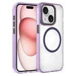 For iPhone 15 Plus Crystal TPU Hybrid PC MagSafe Phone Case(Transparent Purple)