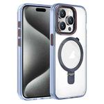 For iPhone 15 Pro Max Crystal TPU Hybrid PC MagSafe Holder Phone Case(Transparent Blue)