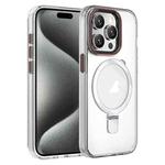 For iPhone 15 Pro Crystal TPU Hybrid PC MagSafe Holder Phone Case(Transparent)