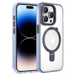 For iPhone 14 Pro Crystal TPU Hybrid PC MagSafe Holder Phone Case(Transparent Blue)